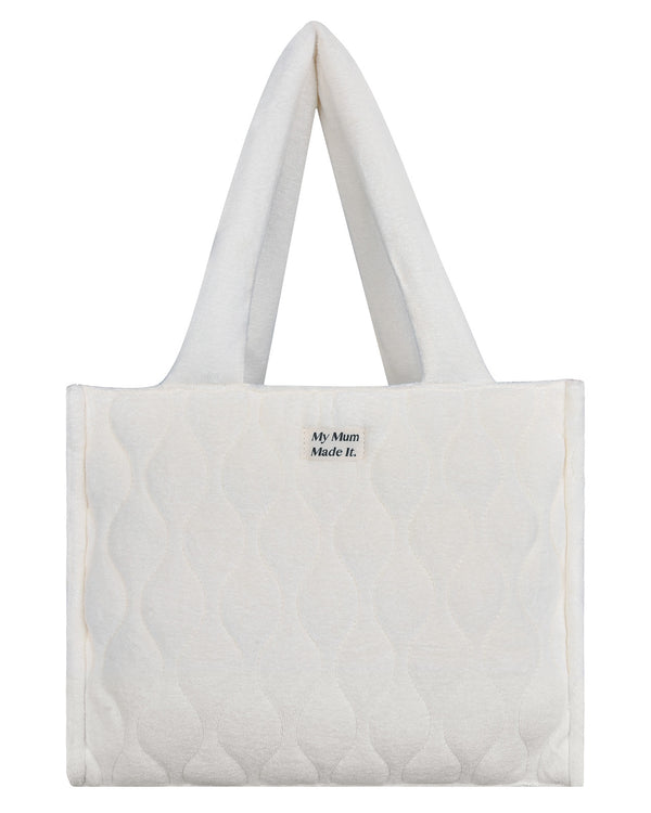 Organic Terry Quilted Tote Bag - Off White - MY MUM MADE IT