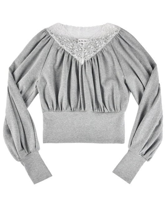 Blouson Long Sleeve Top - Grey
