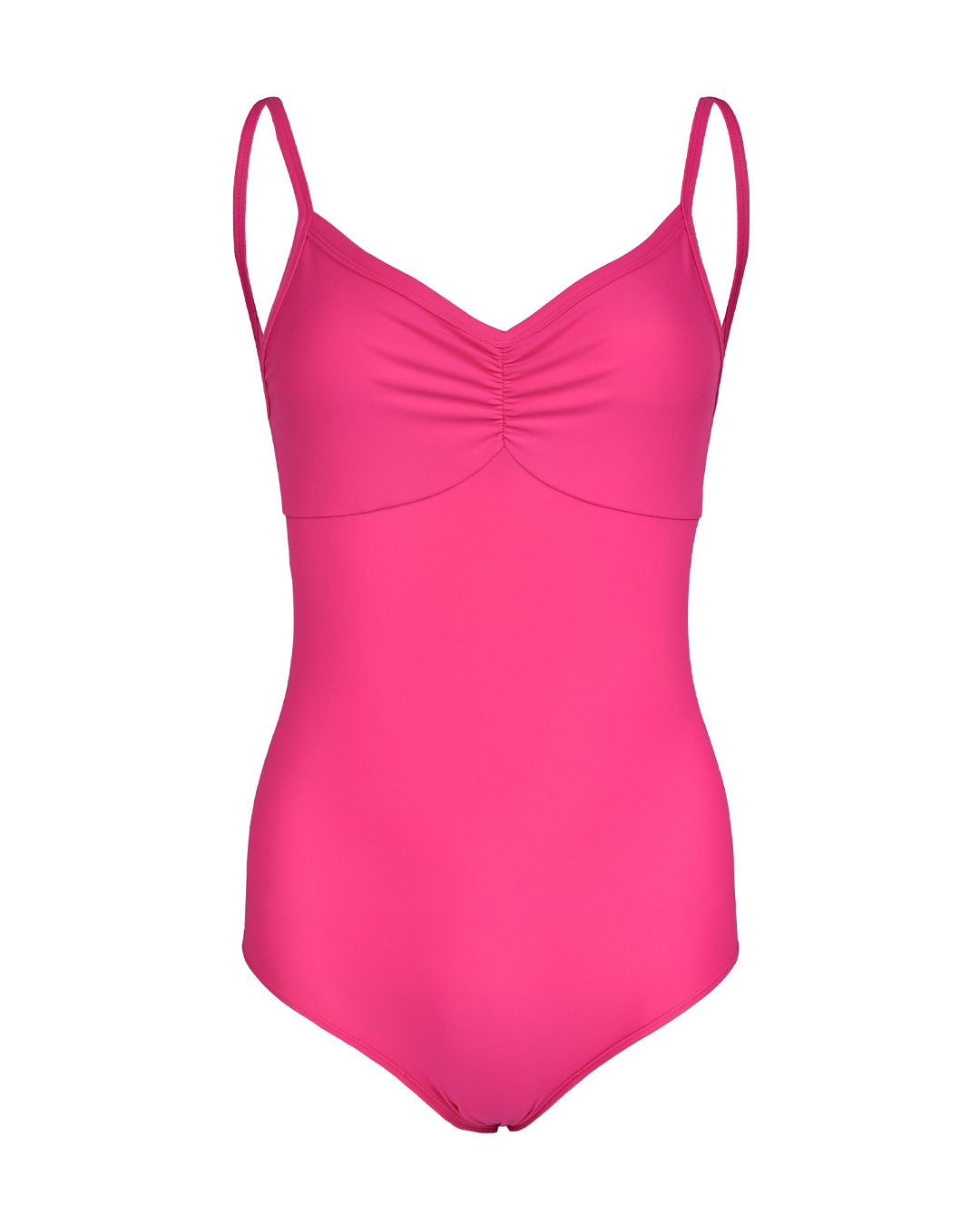Gather Leotard Swimsuit - Hot Pink