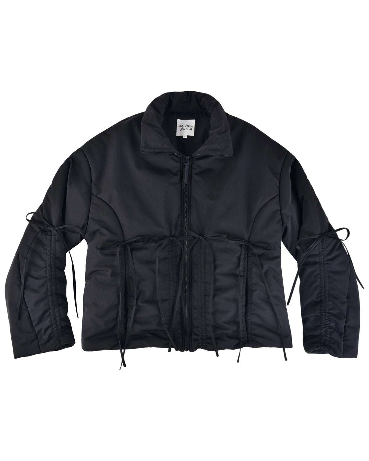Bow Puffer Jacket - Black
