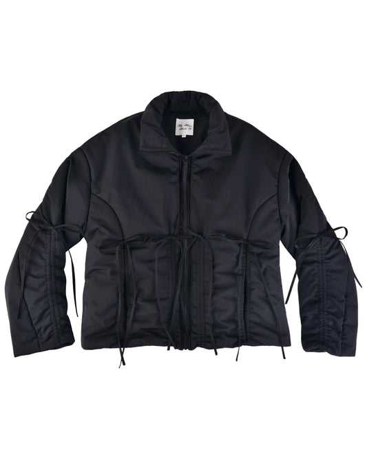 Bow Puffer Jacket - Black