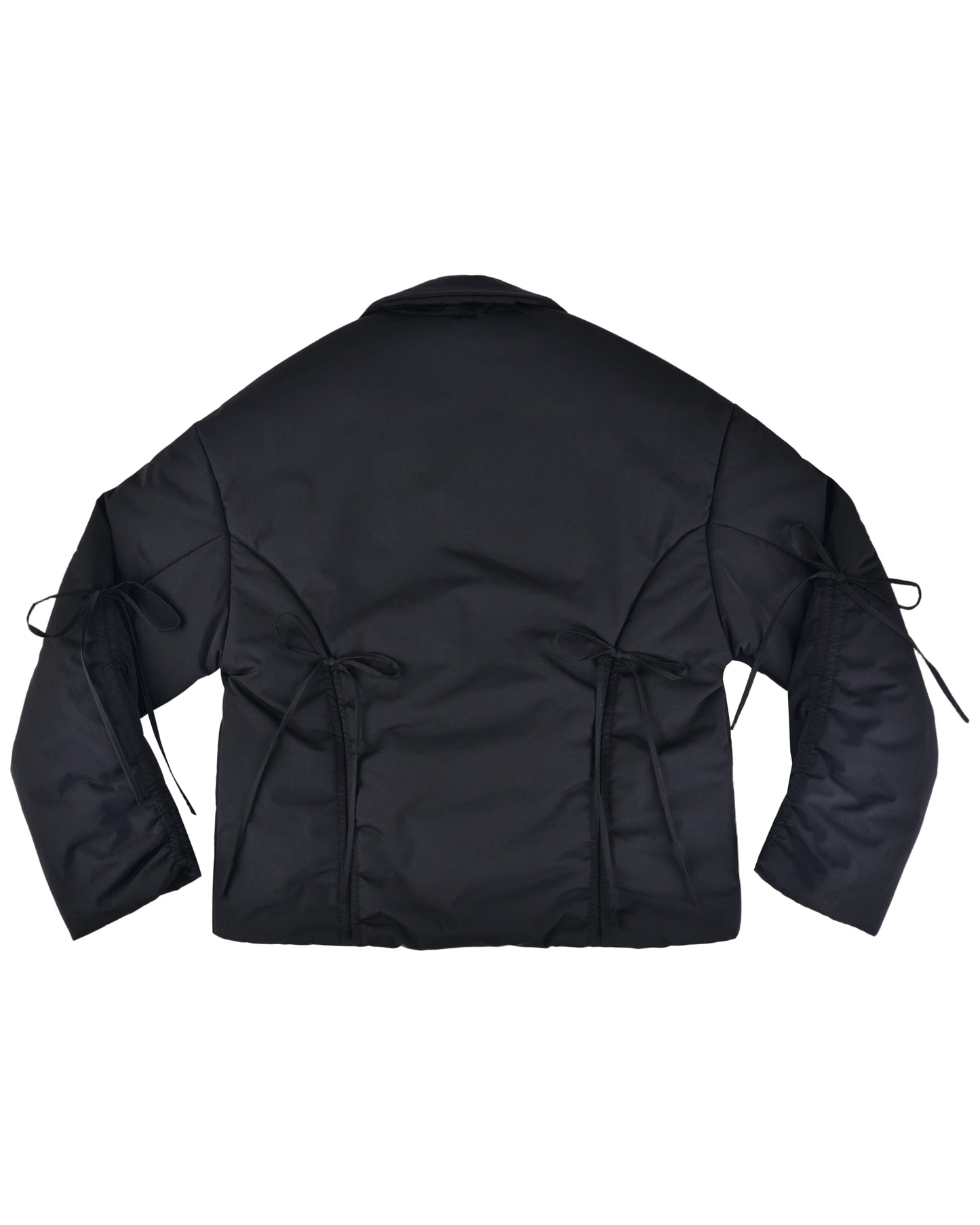 Bow Puffer Jacket - Black