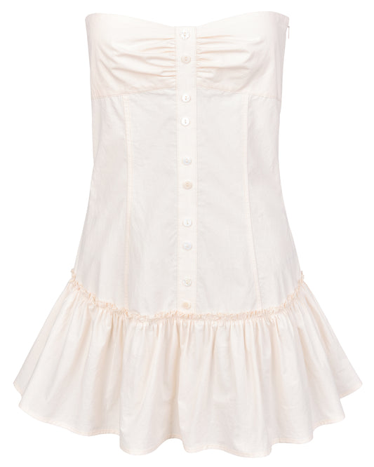 Button Mini Dress - Bone
