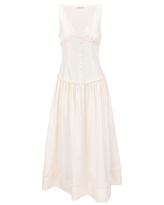 Button Maxi Dress - Bone