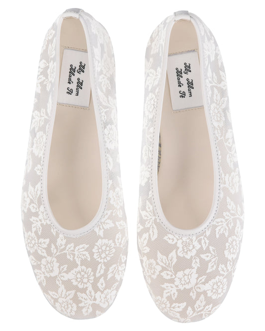 Lace Flats - White