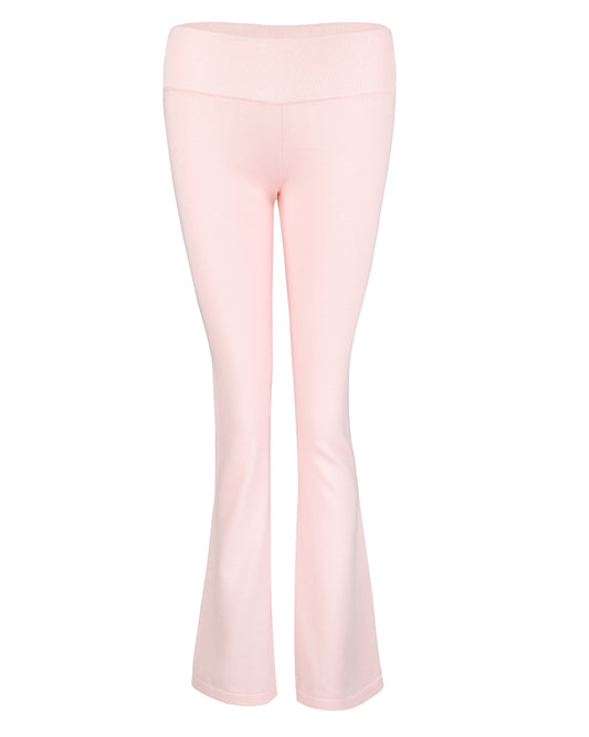 Soft Knit Flare Pants - Soft Pink