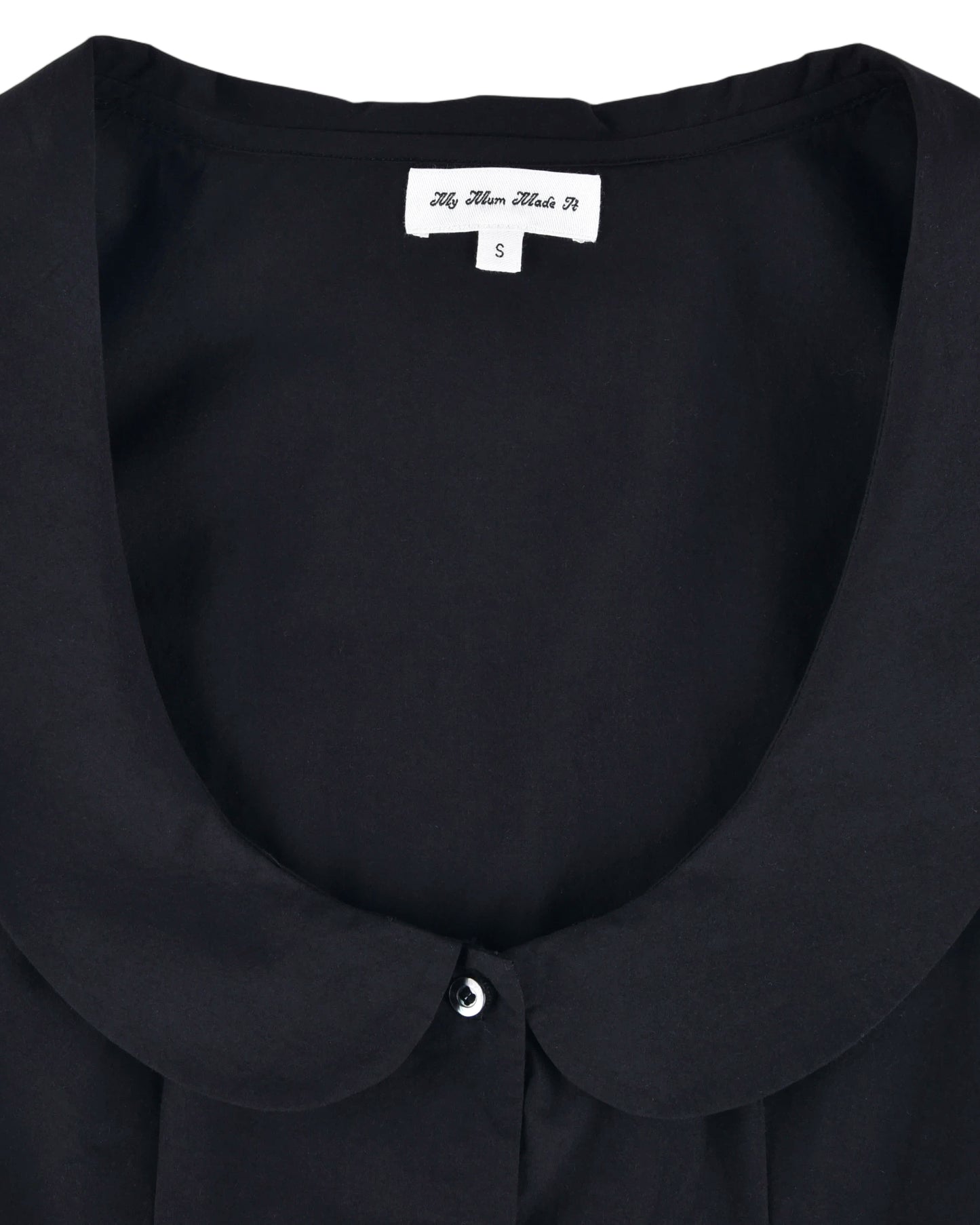 Curved Collar Button Shirt - Black