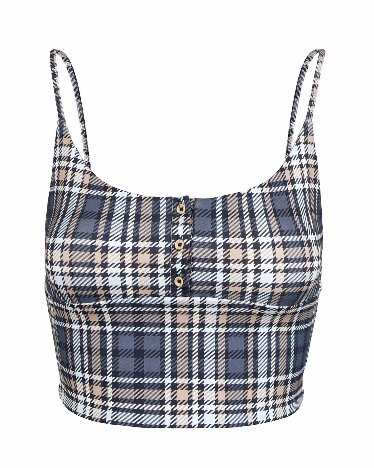 Recycled Poly Button Cami - Early Tide Plaid