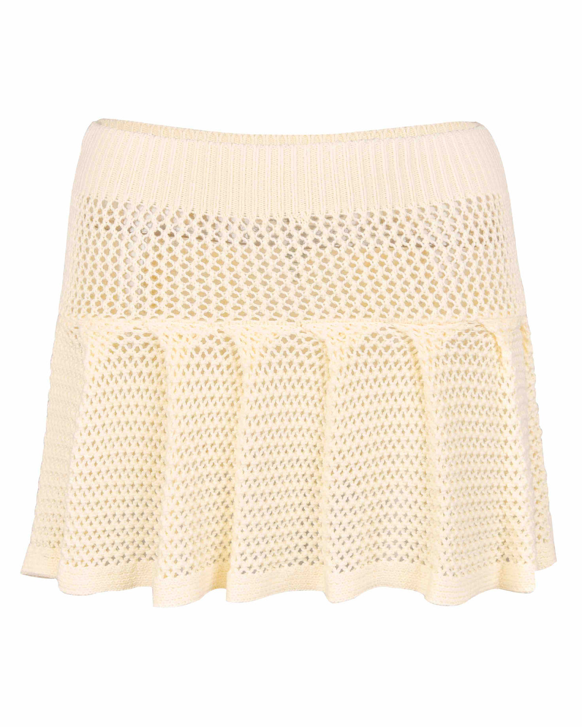 Crochet Pleat Mini Skirt - Ivory