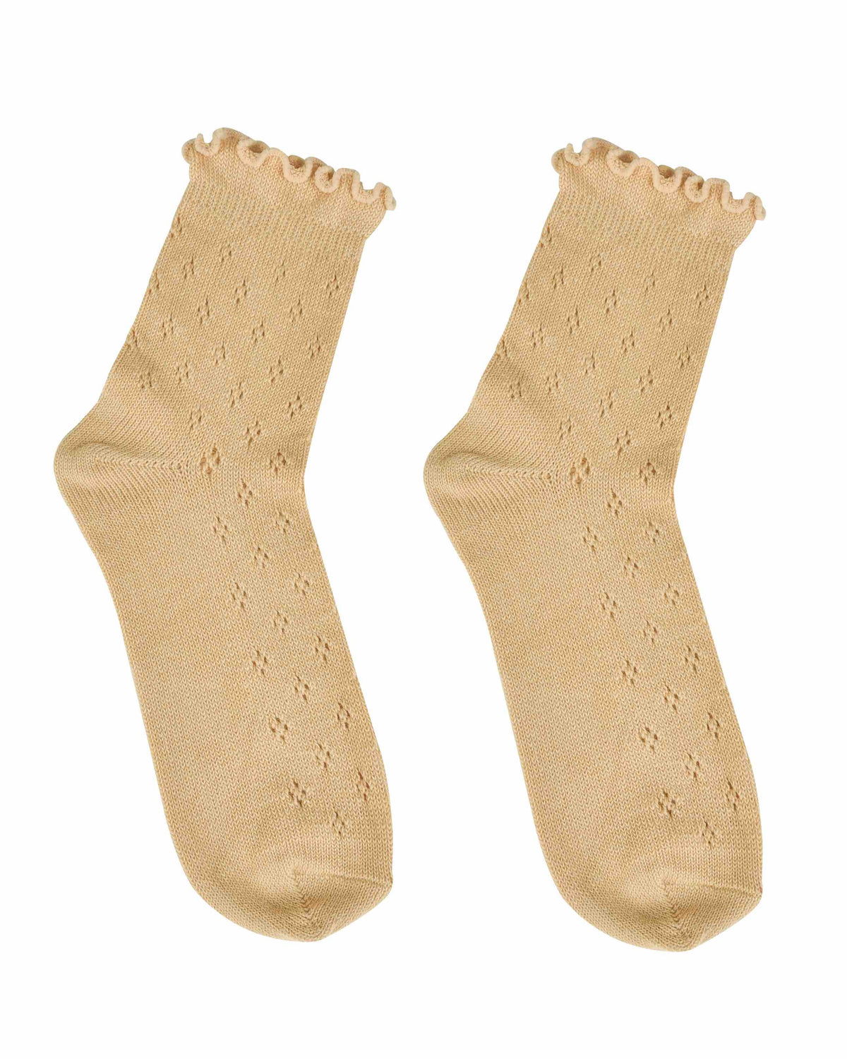 Pointelle Cotton Socks - Sand