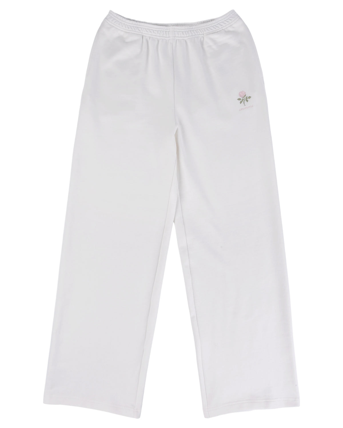 Rosette Embroidery Lounge Pant - White