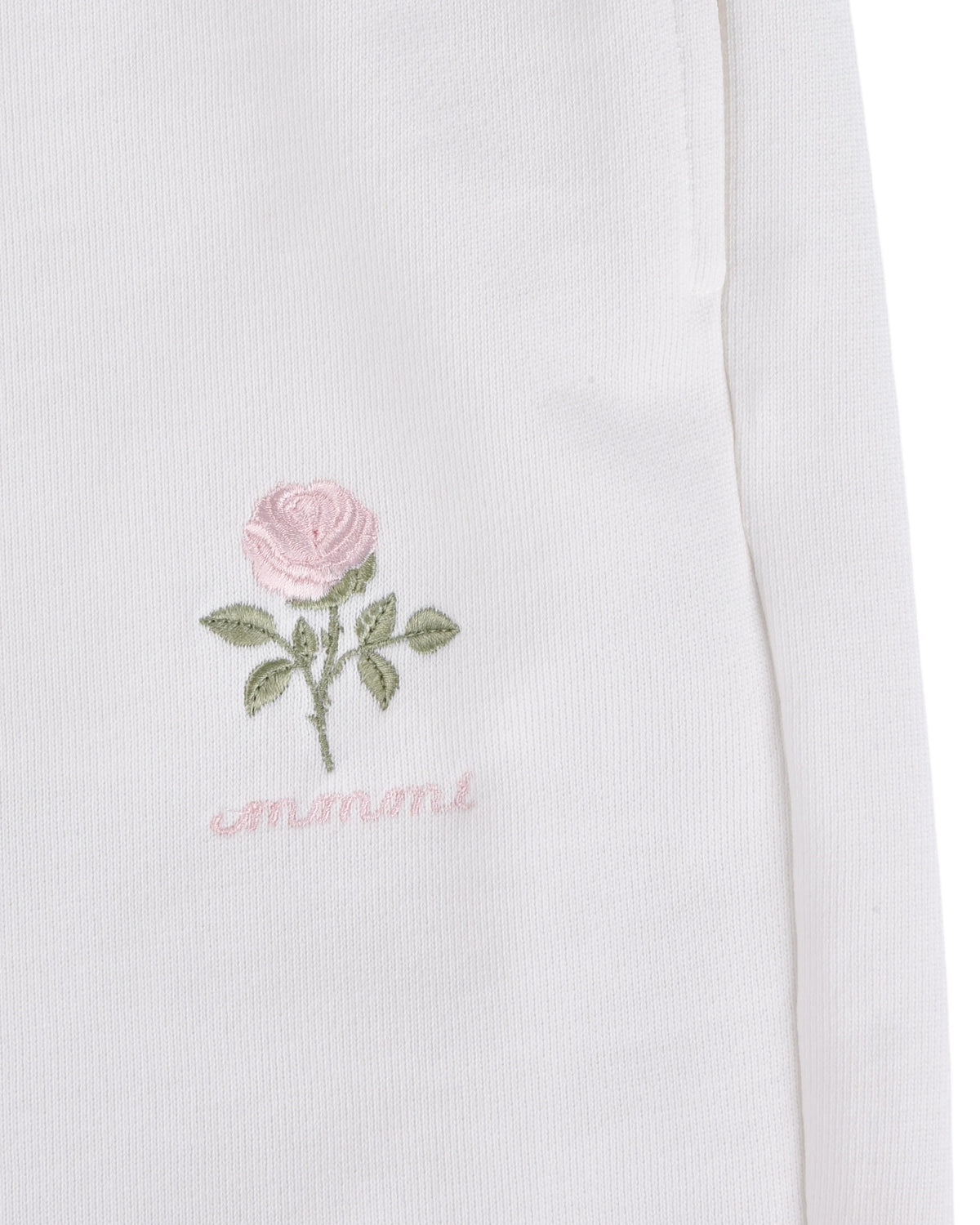 Rosette Embroidery Lounge Pant - White