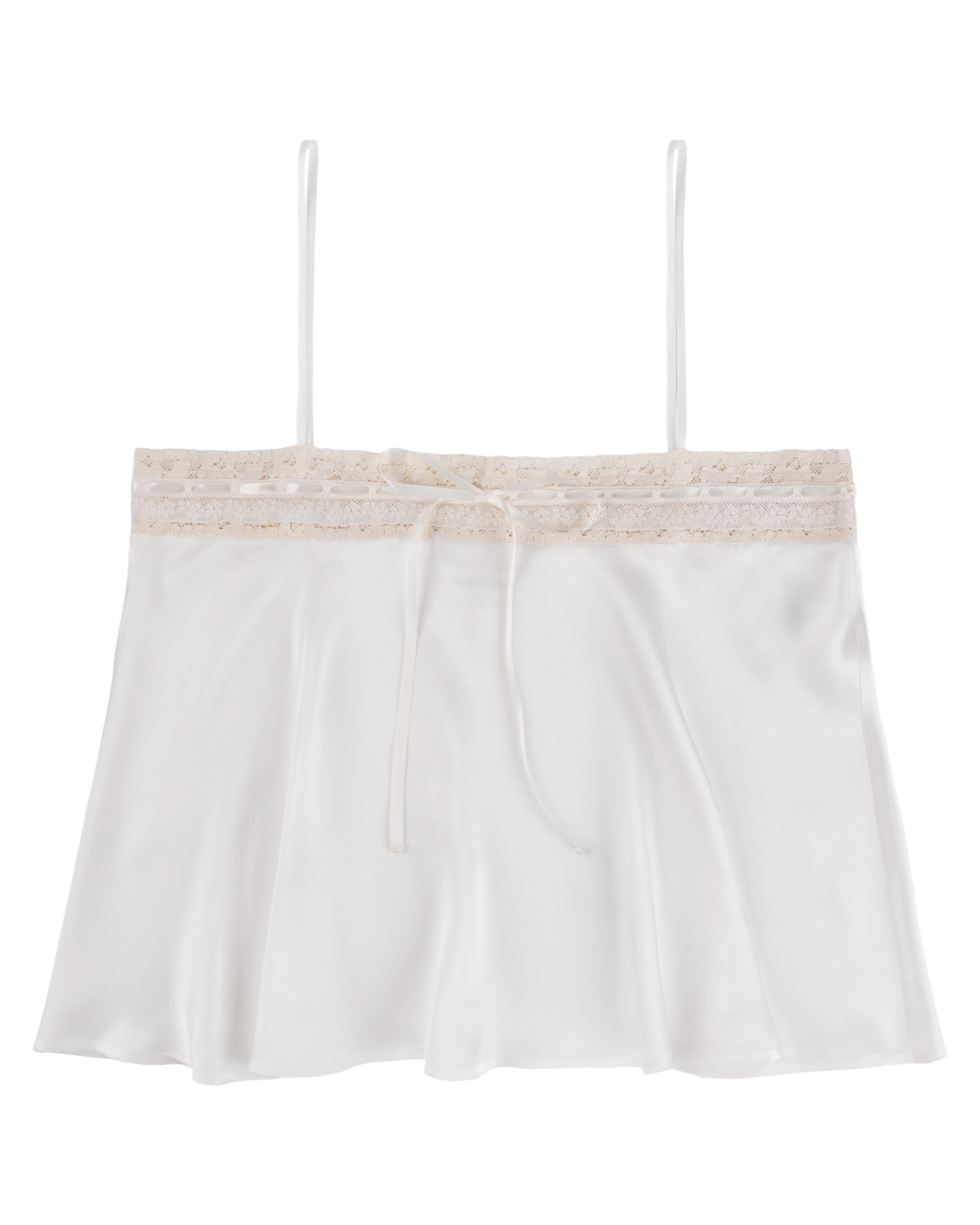 トップス SHISHIKUI RIBBON CAMI / WHITE Tops: Lace Ribbon Cami - White Silk - My mum made it – MY MUM MADE IT