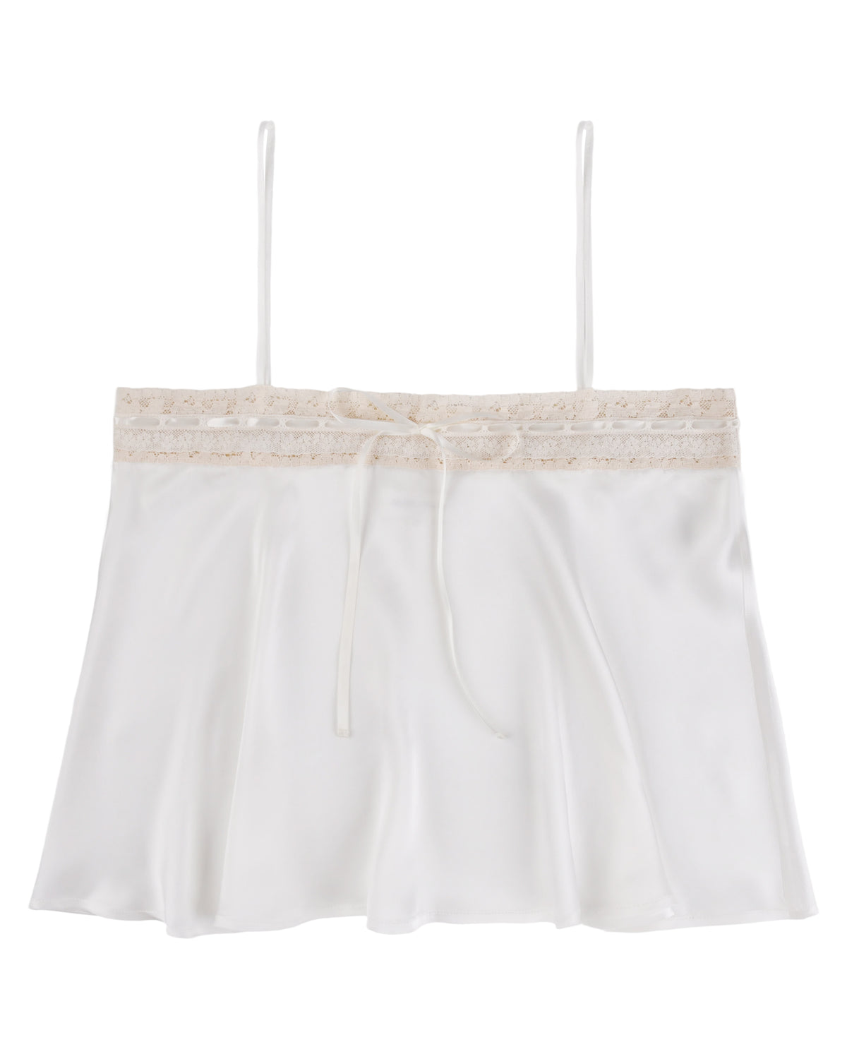 Tops: Lace Ribbon Cami - White Silk - My mum made it – MY MUM MADE IT