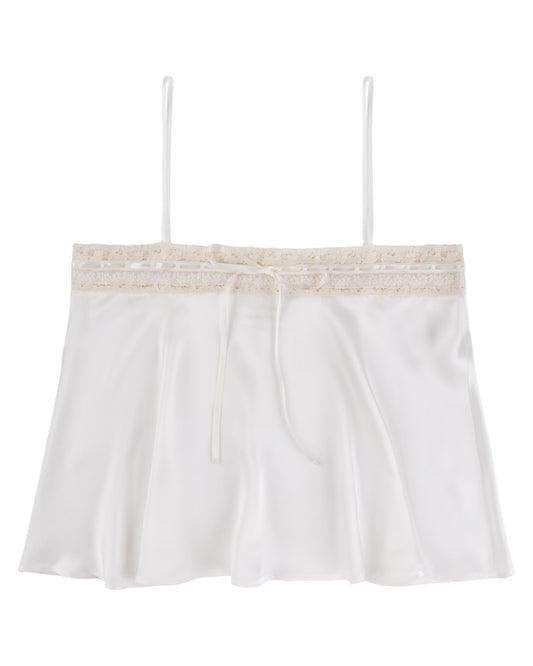 Lace Ribbon Cami - White Silk