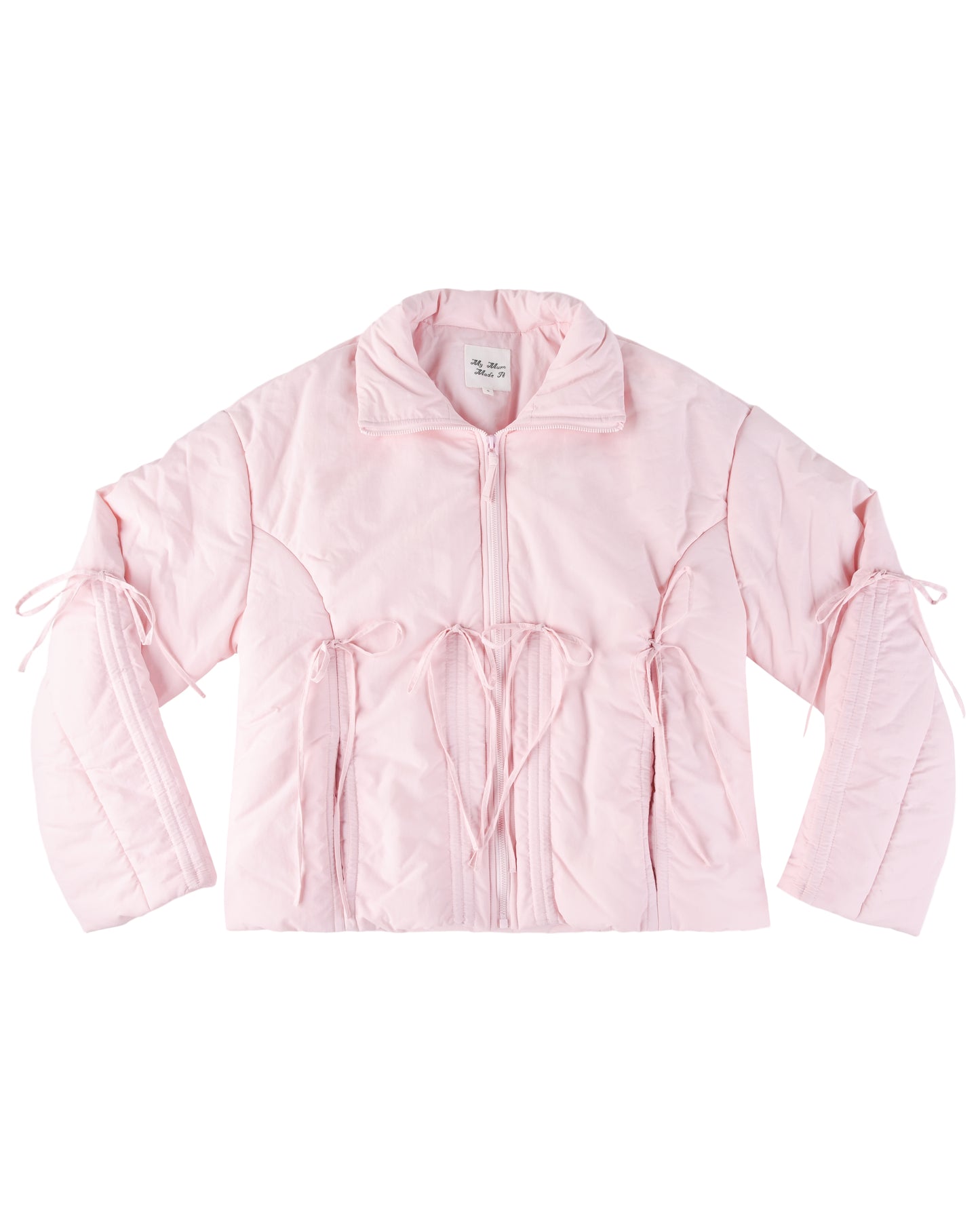 Bow Puffer Jacket - Pink