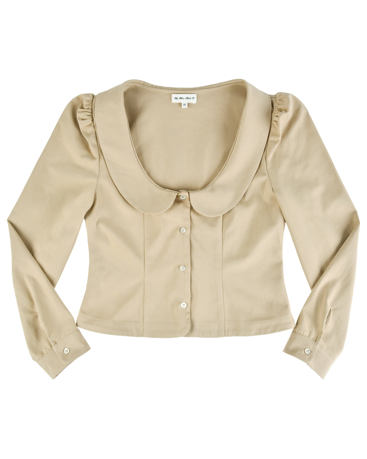 Curved Collar Button Shirt - Fawn