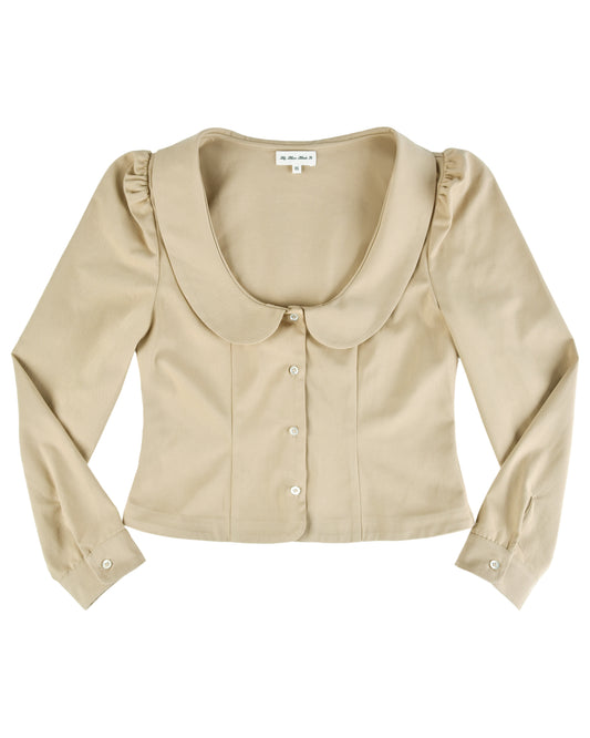 Curved Collar Button Shirt - Fawn