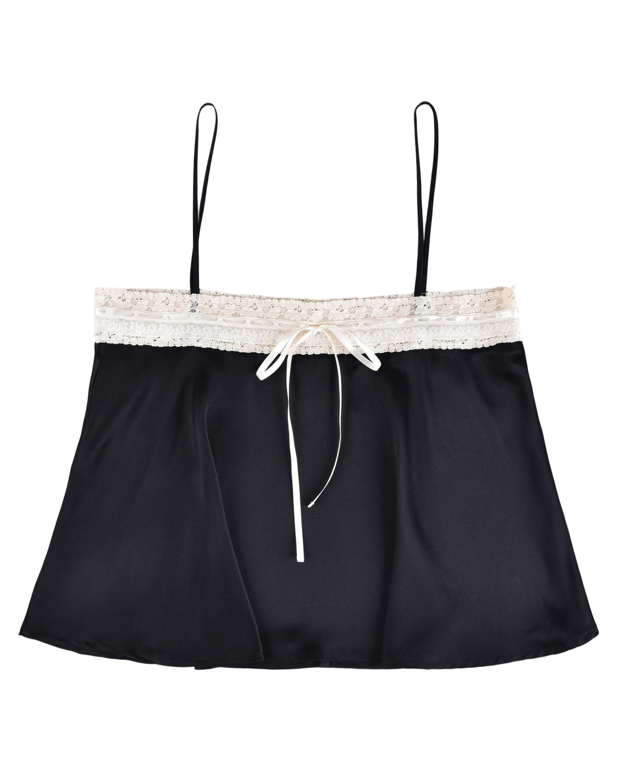 Lace Ribbon Cami - Black Silk