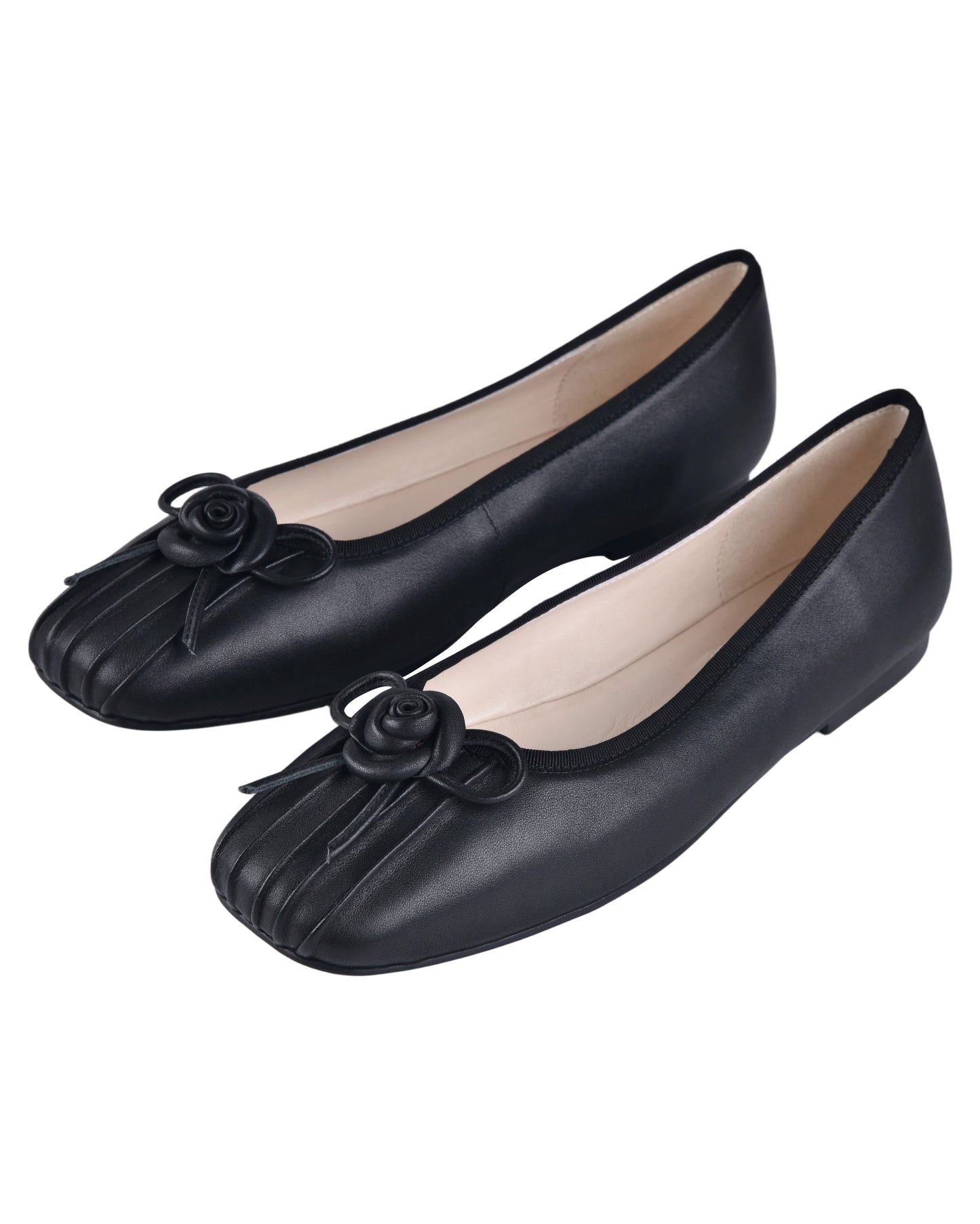 Rosette Ballet Flats - Black