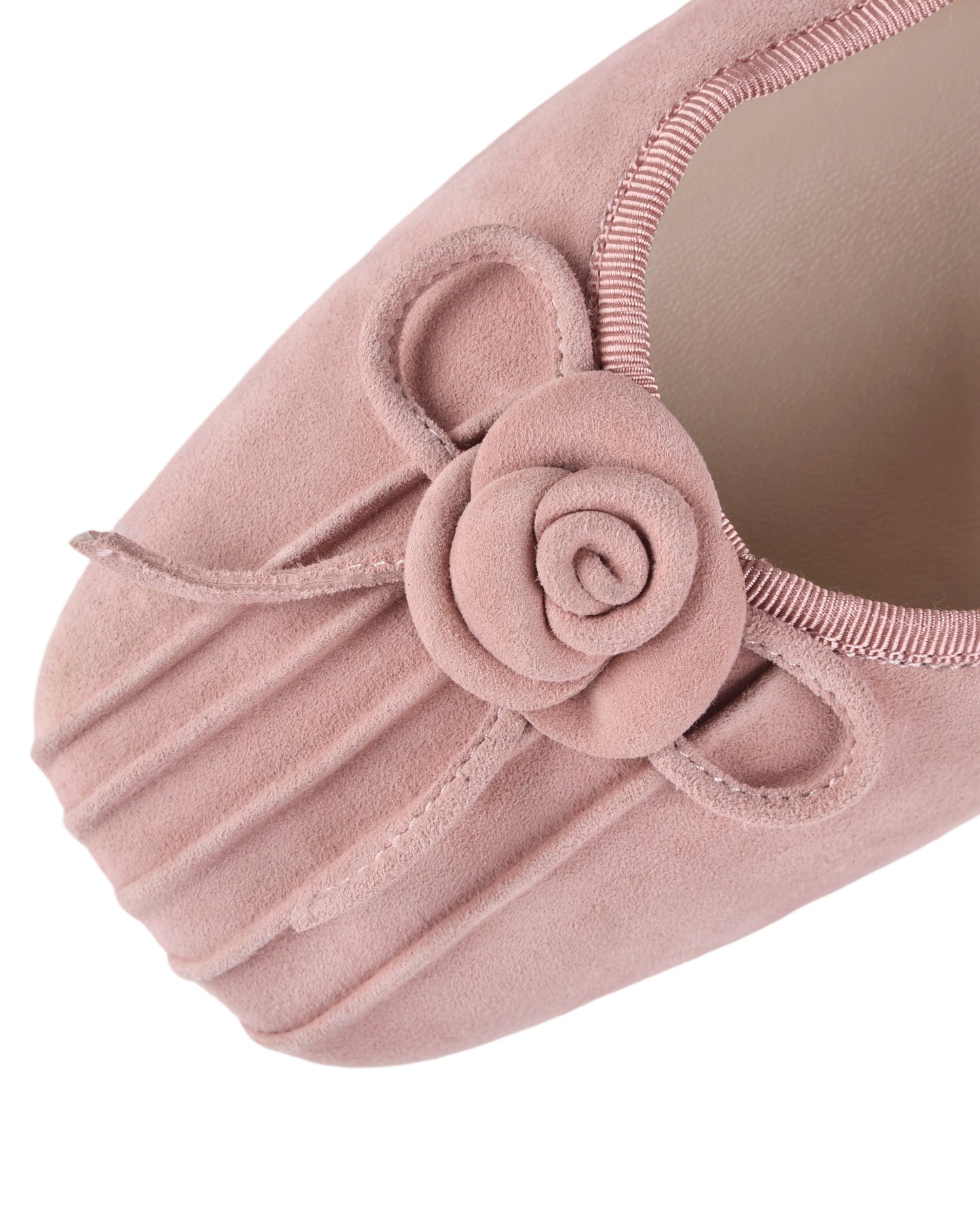 Rosette Ballet Flats - Pink Suede