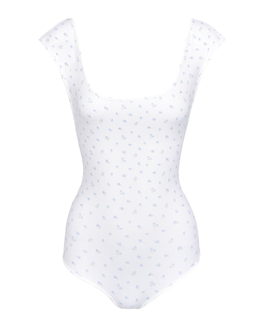 Cap Sleeve Dip Back Bodysuit - Blue Wishes