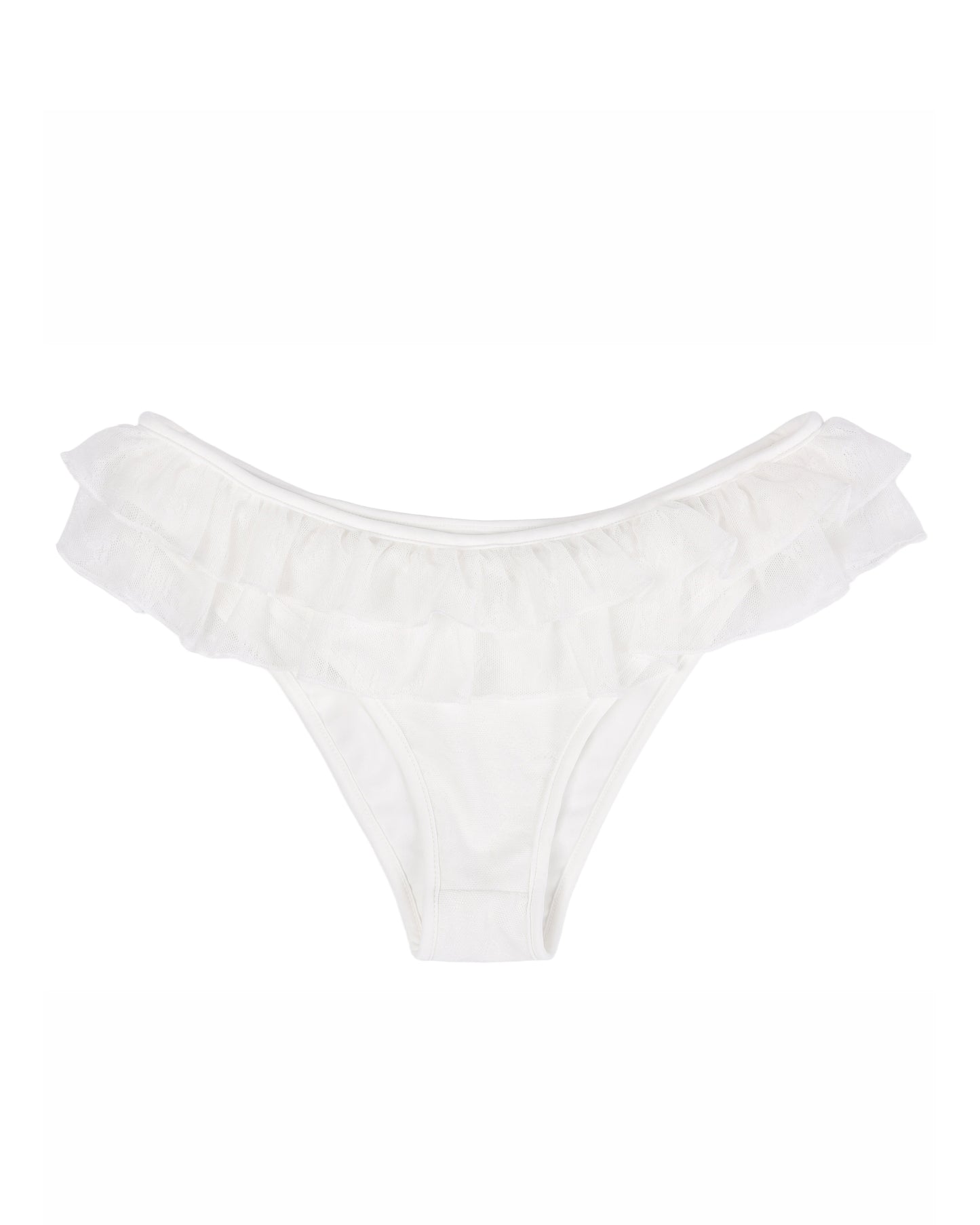 Lace Frill Swim Bottoms - White