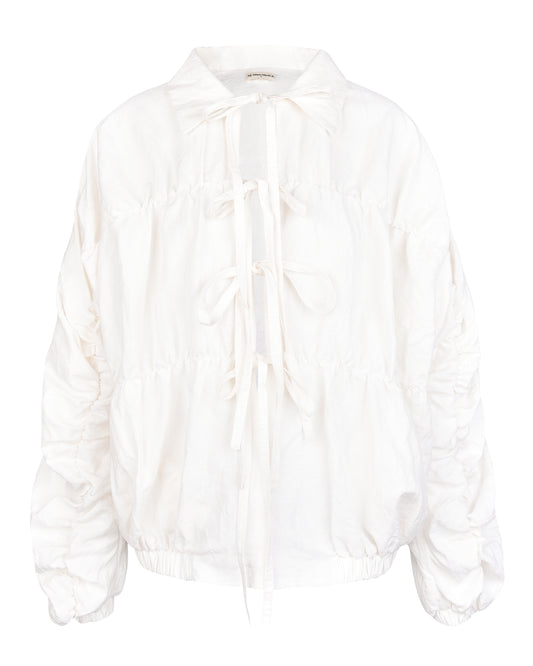 Ruche Tie Jacket - White