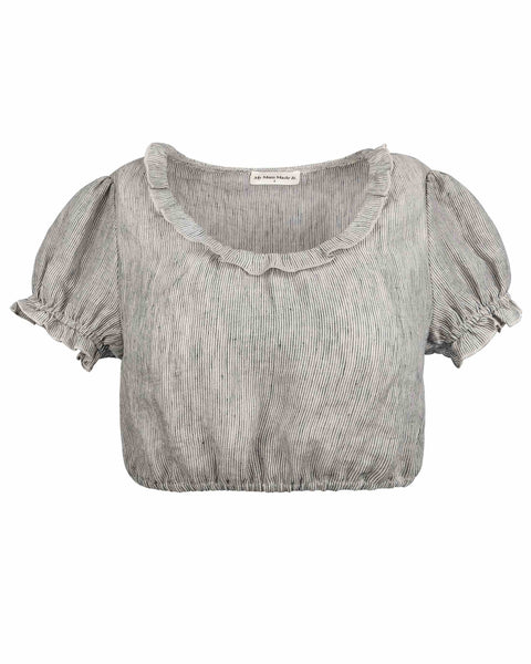 ANNA PUFF TOP Bibiy. グレー Bibiy ビビィ ANNA PUFF TOP フリルスウェット グレー×白