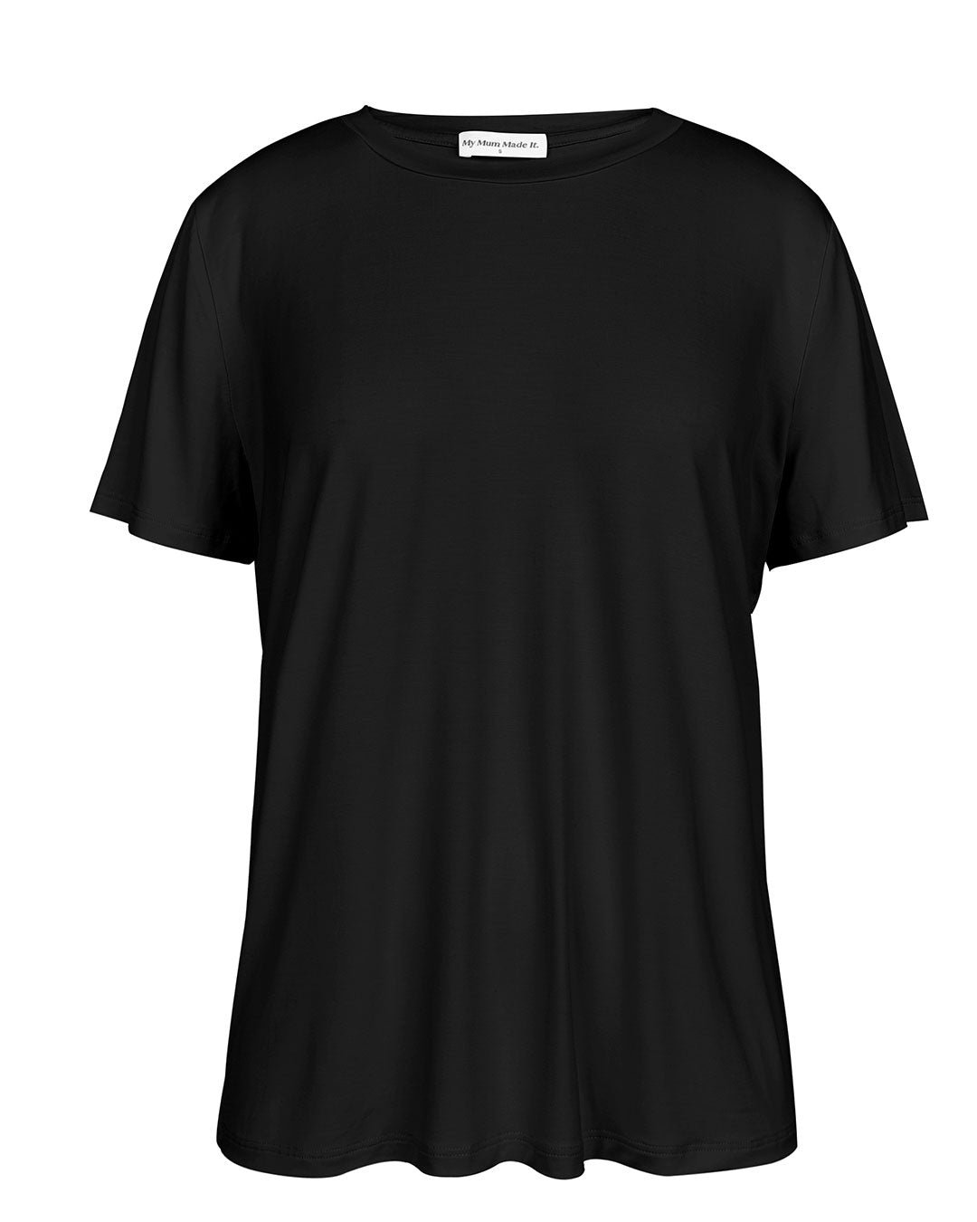 Crew Neck Bamboo Loose T-Shirt - Black