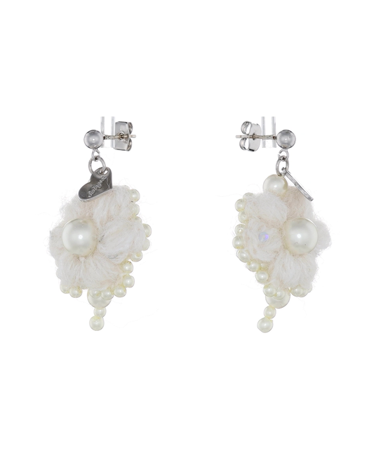 Crochet Pearl Flower Earrings