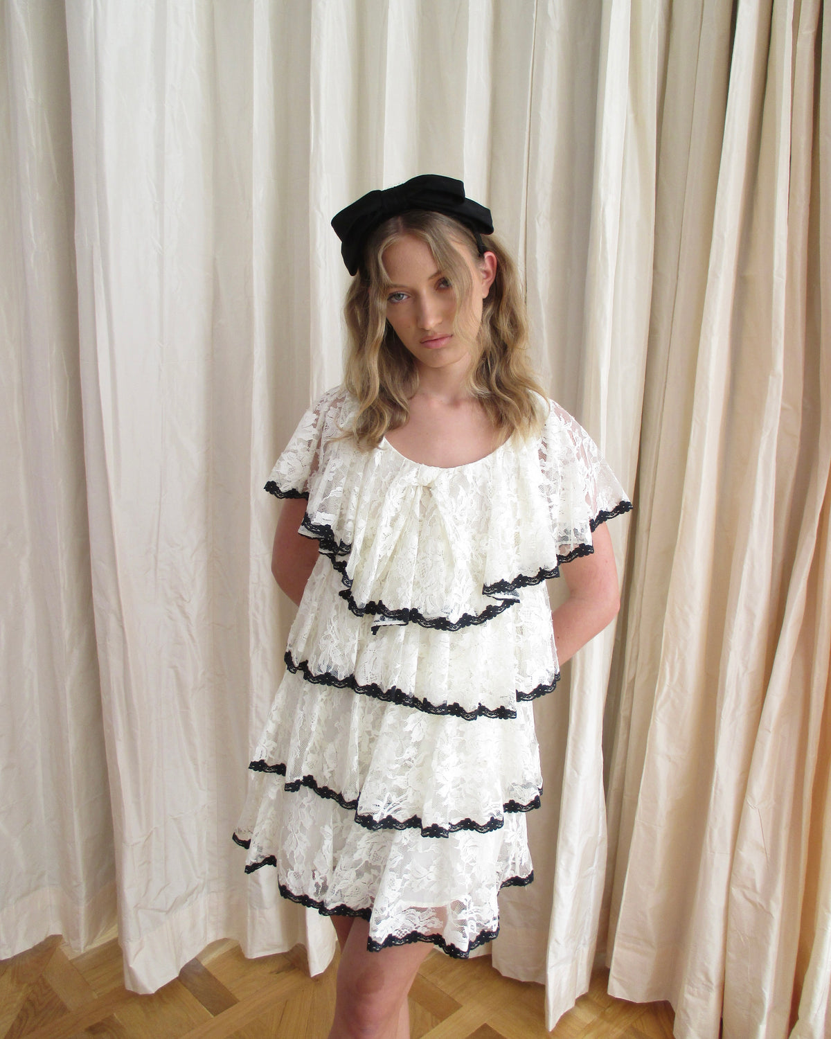 Delilah Bow Dress - White Lace