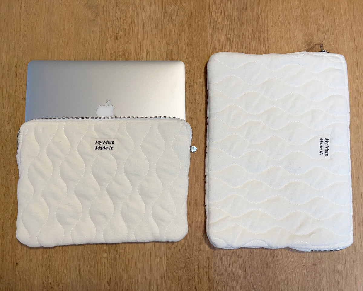 Quilted Laptop Bag Off White Terry MY MUM MADE IT