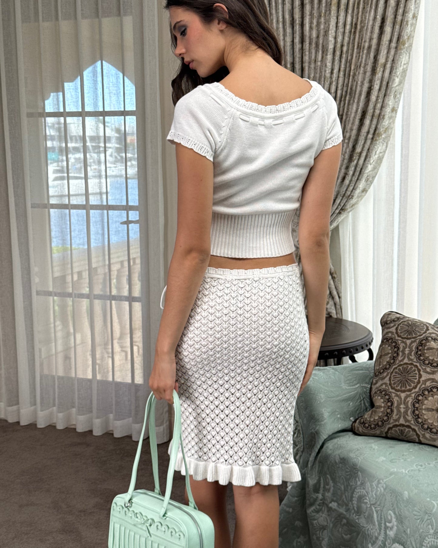 Laceweave Off-shoulder Top - White