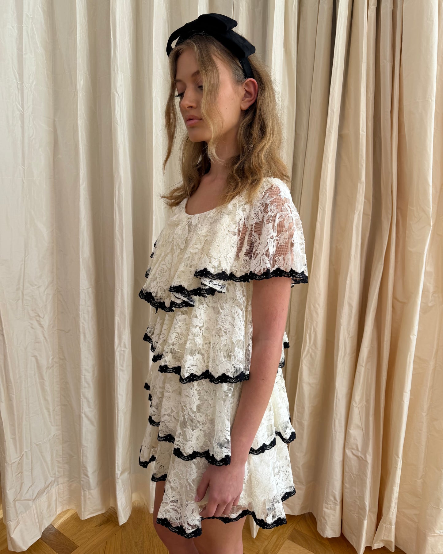 Delilah Bow Dress - White Lace