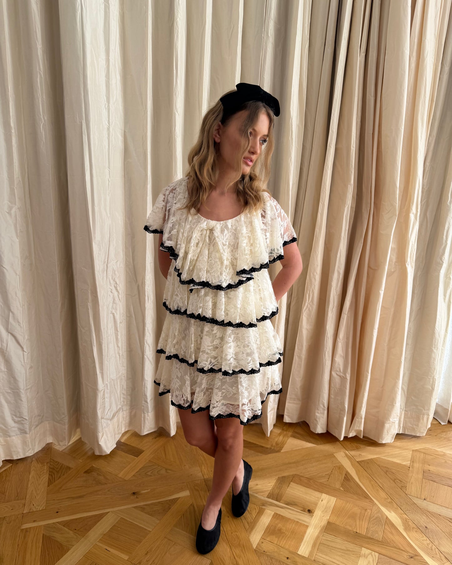 Delilah Bow Dress - White Lace