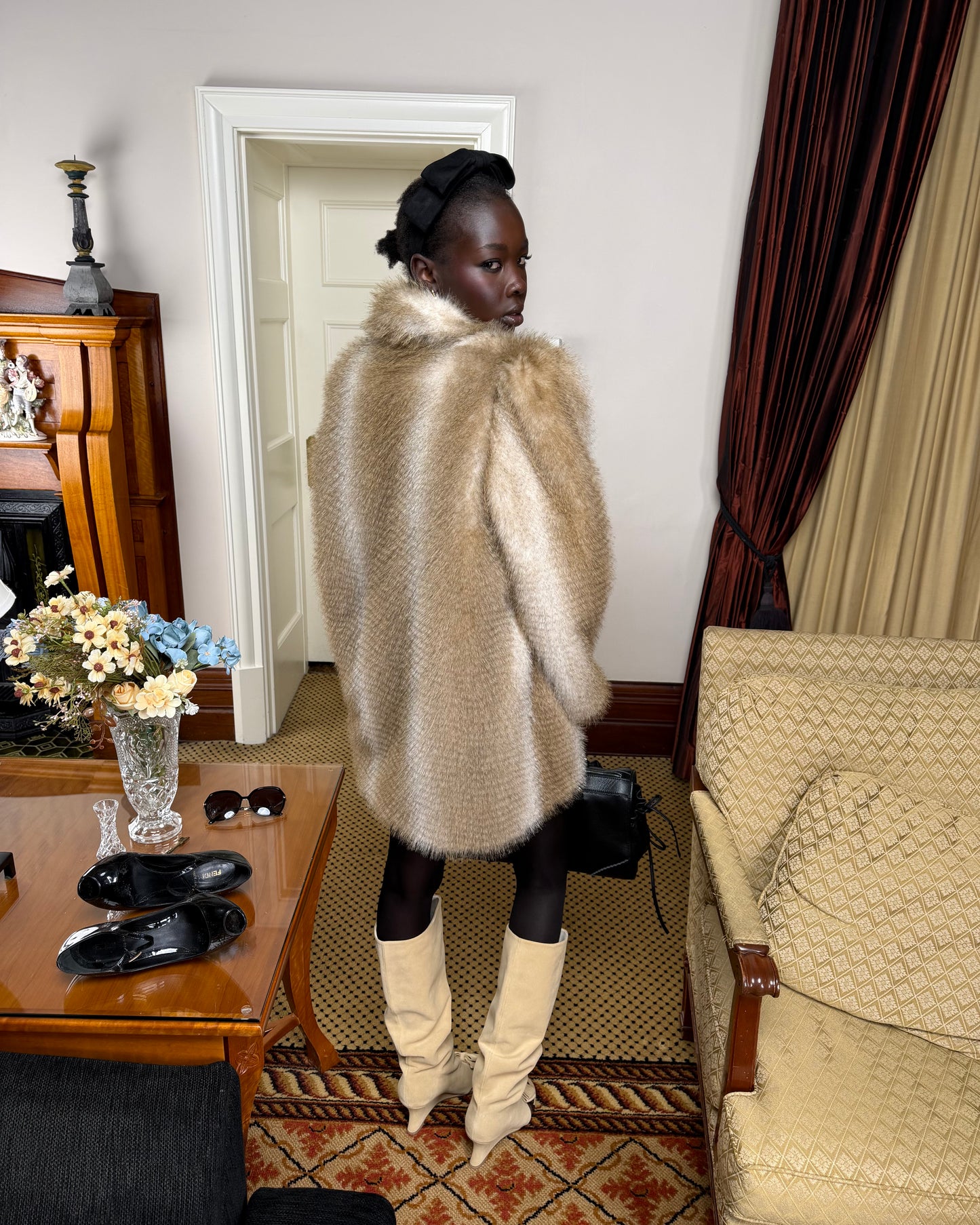 Chalet Coat Midi - Sepia Fur