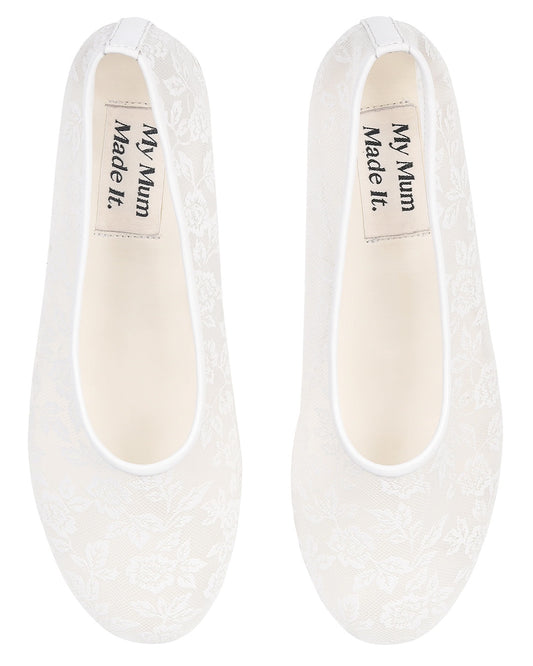 Lace Flats - White