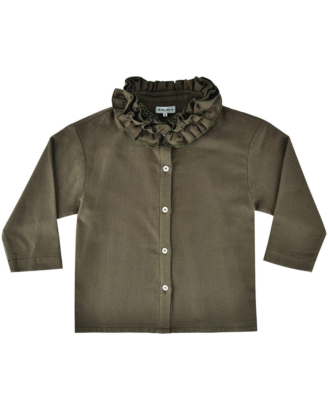 Mini: Mini Flannel Ruffle Blouse - Eucalyptus - My mum made it