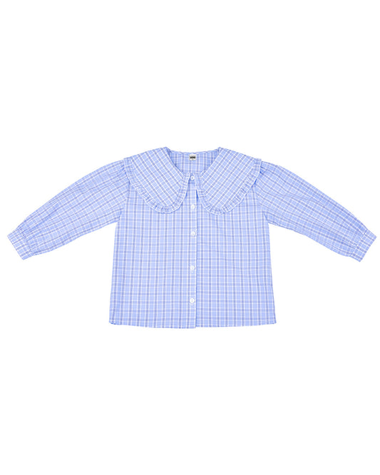 My Mum Made It - Collar Blouse - Sky Blue Check (Mini)