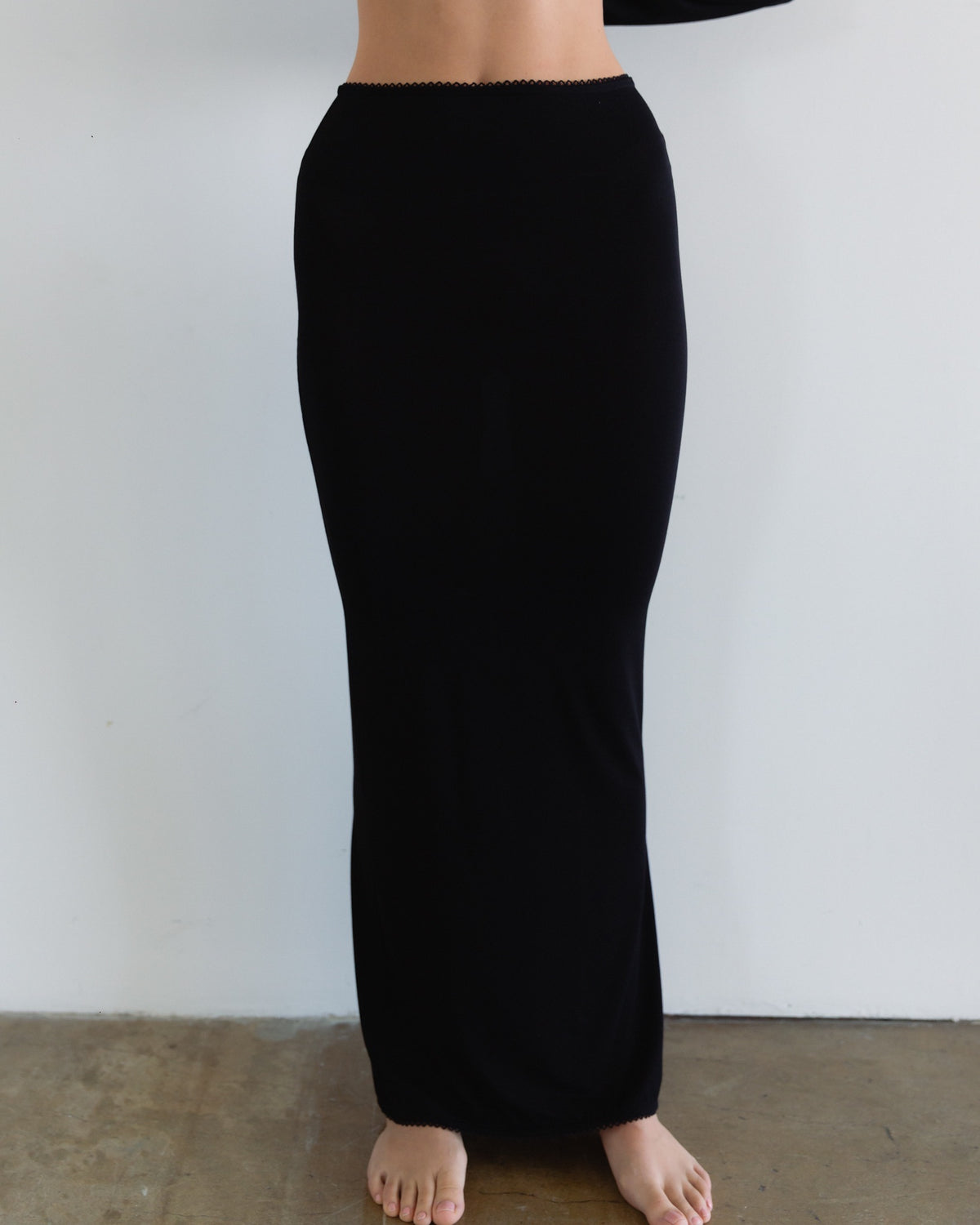 Bamboo Fitted Maxi Skirt - Black