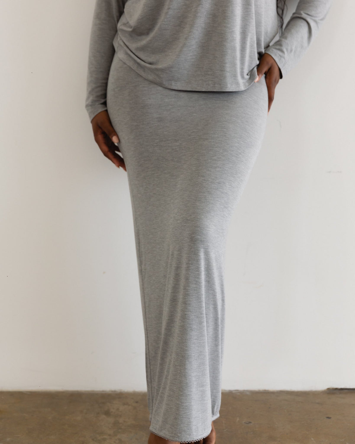 Bamboo Fitted Maxi Skirt - Grey
