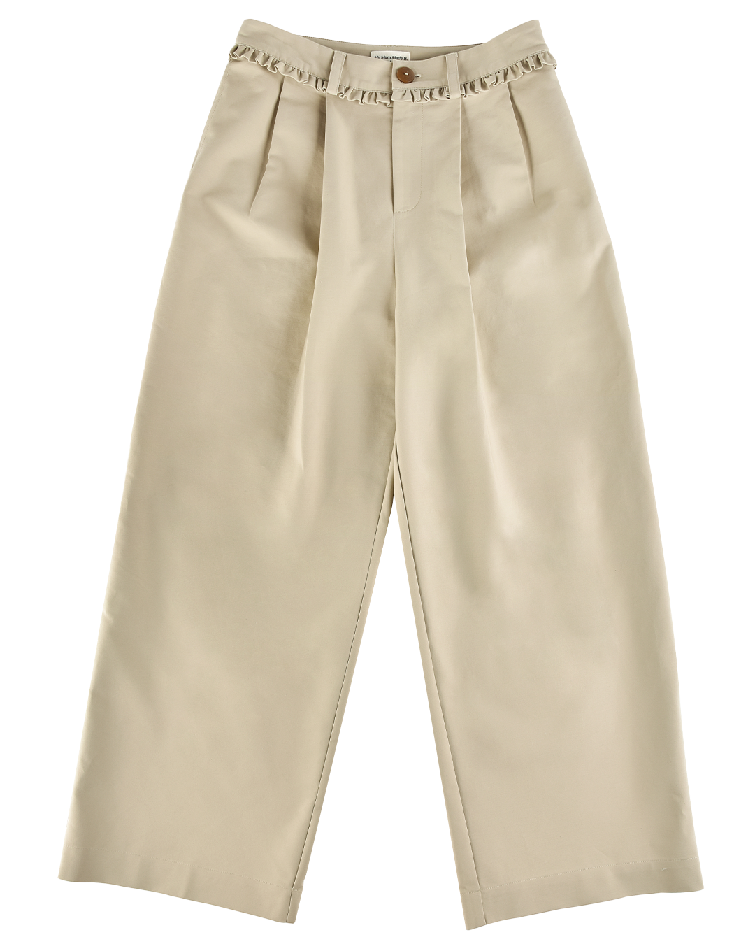 Frill Cotton Trousers - Fawn