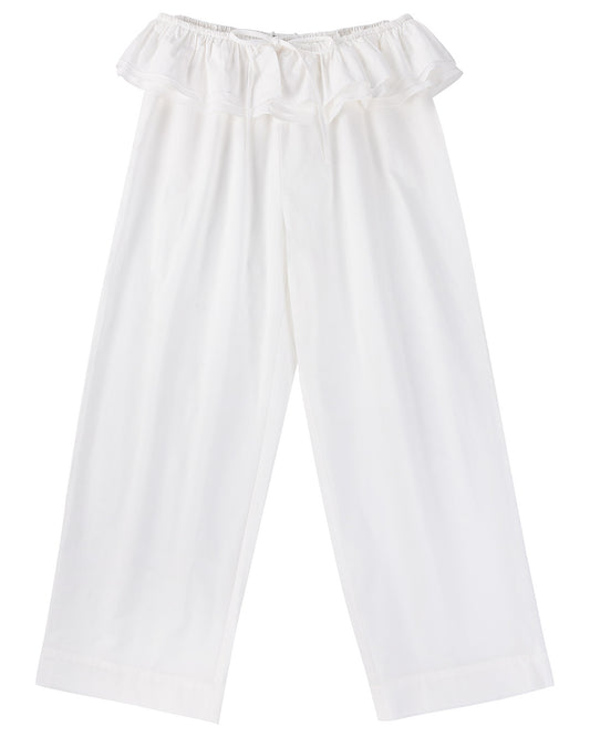 Detachable Ruffle Belt Pant - White