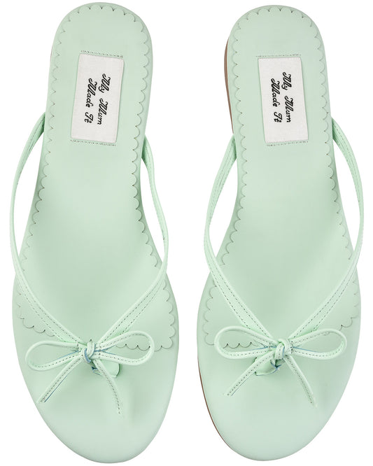 Ribbon Stitch Flip Flops - Mint