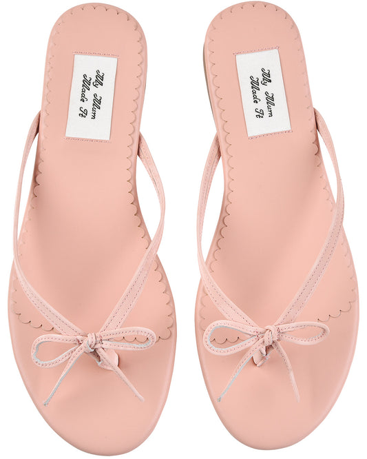 Ribbon Stitch Flip Flops - Rose Veil