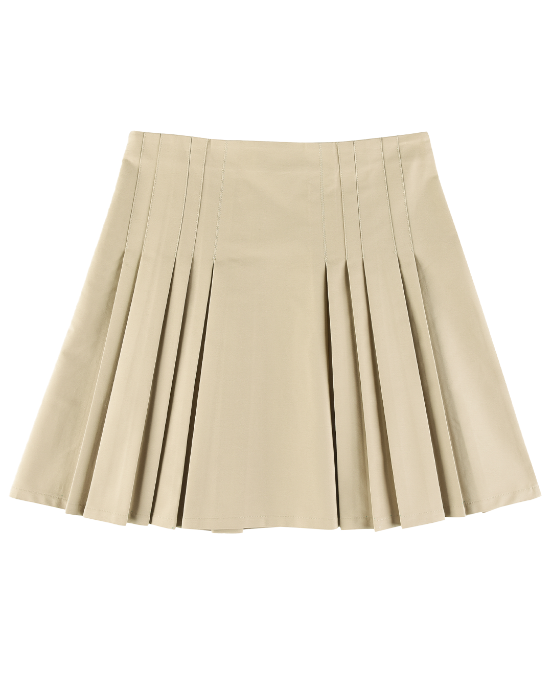 Structured Box Pleat Midi Skirt Fawn