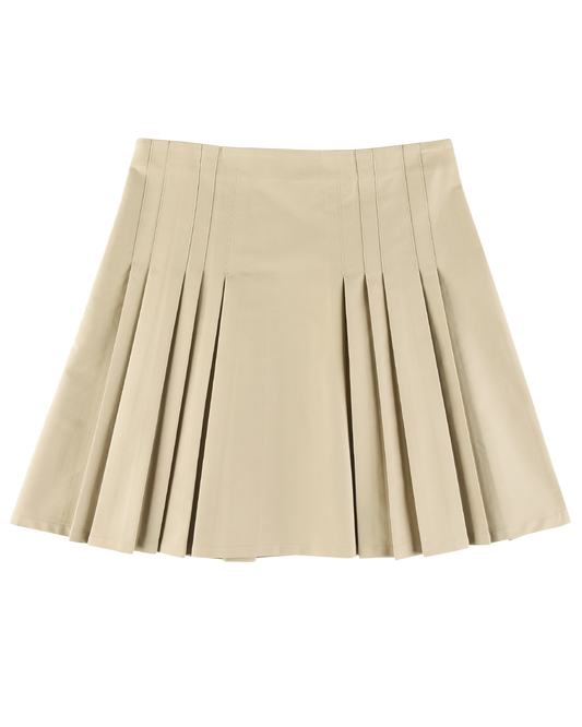 Structured Box Pleat Midi Skirt - Fawn