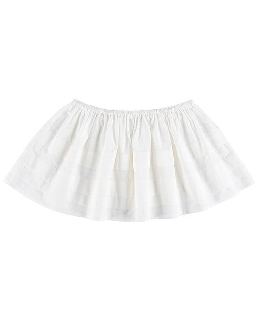 Tiered Pleat Mini Skirt - White