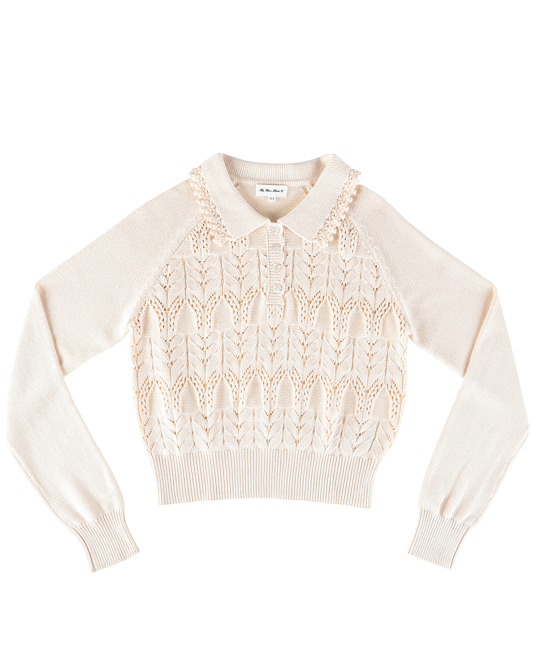 Buttoned Lace Knit Pullover - Porcelain
